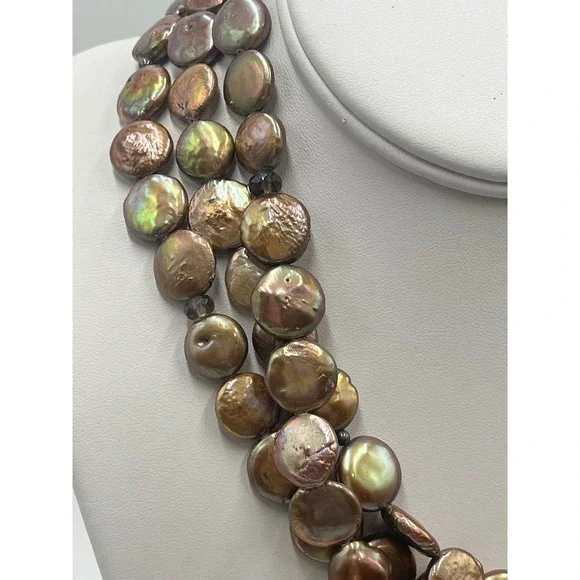 Silpada MultiStrand Sterling Silver Bronze Coin Pearl Necklace N1717 - Picture 3 of 11
